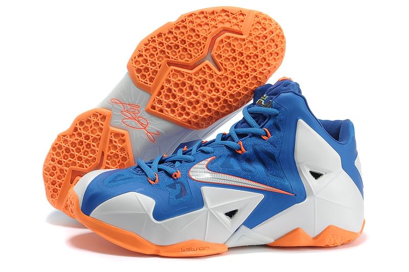 2014 New Arrive Nike LeBron 11 Blue White Orange (On Sale April)